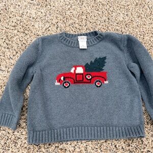 Gray Sweater with Red Truck Design